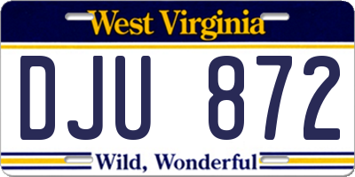WV license plate DJU872