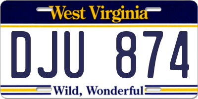 WV license plate DJU874