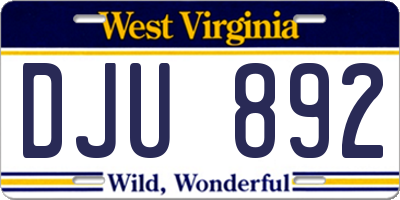 WV license plate DJU892