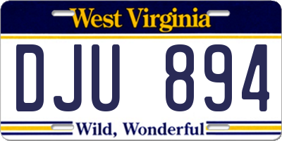 WV license plate DJU894
