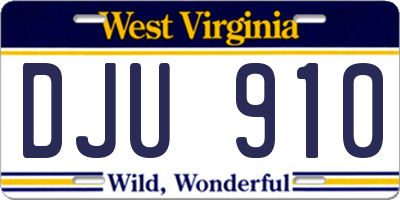 WV license plate DJU910