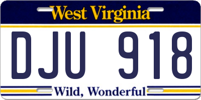 WV license plate DJU918