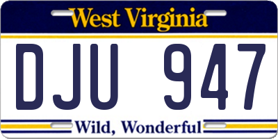 WV license plate DJU947