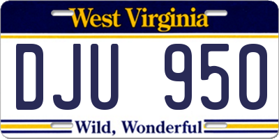 WV license plate DJU950