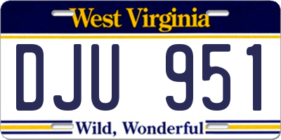 WV license plate DJU951