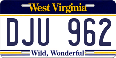 WV license plate DJU962