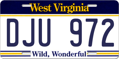 WV license plate DJU972