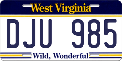 WV license plate DJU985