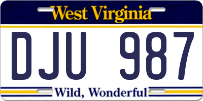 WV license plate DJU987