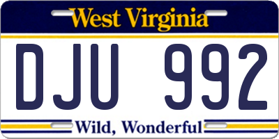 WV license plate DJU992