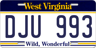 WV license plate DJU993