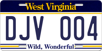 WV license plate DJV004
