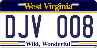 WV license plate DJV008