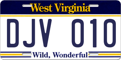 WV license plate DJV010