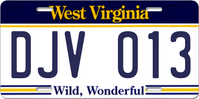 WV license plate DJV013