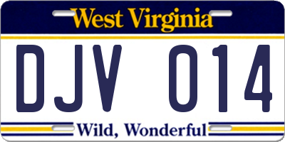 WV license plate DJV014