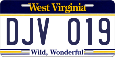 WV license plate DJV019