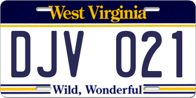 WV license plate DJV021