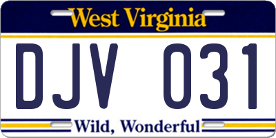 WV license plate DJV031
