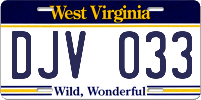 WV license plate DJV033