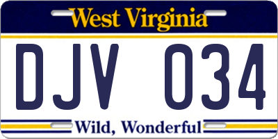 WV license plate DJV034