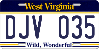 WV license plate DJV035
