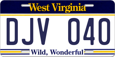 WV license plate DJV040