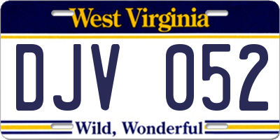 WV license plate DJV052