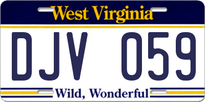 WV license plate DJV059