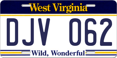 WV license plate DJV062