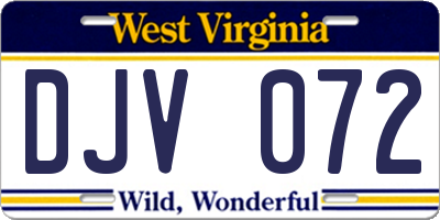WV license plate DJV072
