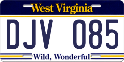 WV license plate DJV085
