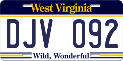 WV license plate DJV092