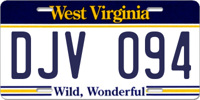 WV license plate DJV094