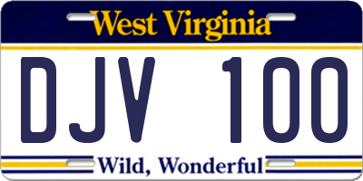 WV license plate DJV100