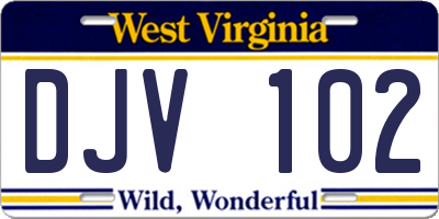 WV license plate DJV102