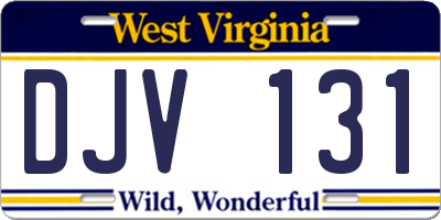 WV license plate DJV131