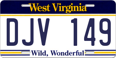 WV license plate DJV149