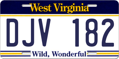 WV license plate DJV182