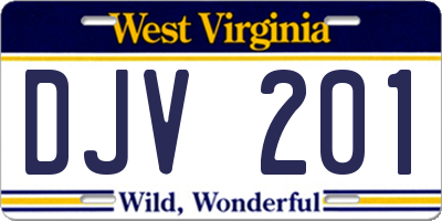 WV license plate DJV201