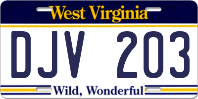 WV license plate DJV203