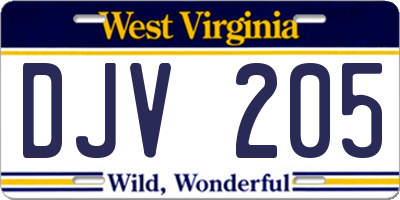 WV license plate DJV205