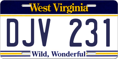 WV license plate DJV231