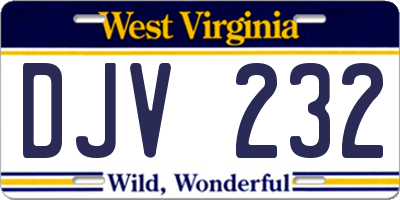 WV license plate DJV232