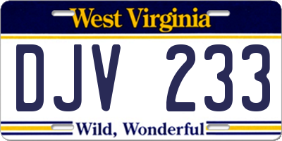 WV license plate DJV233