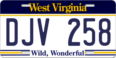 WV license plate DJV258