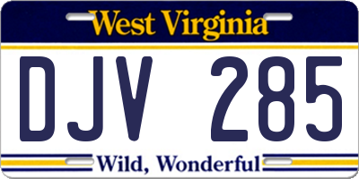 WV license plate DJV285