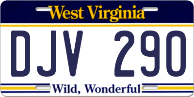 WV license plate DJV290