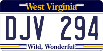 WV license plate DJV294