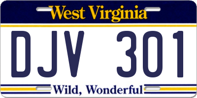 WV license plate DJV301
